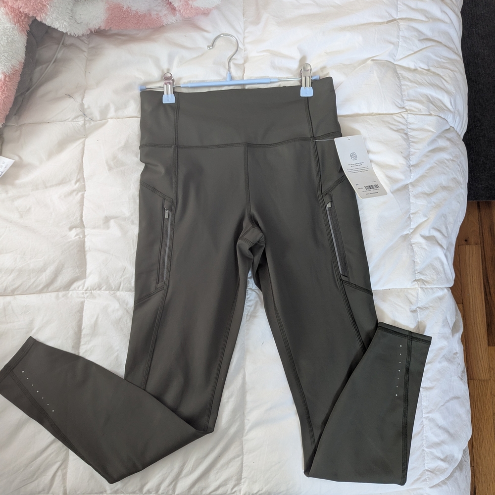 Athleta Olive Green Leggings with Pockets